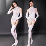 Traje de pantimedias con guantes elásticos ajustados body para mujer cosplay