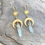 Aretes Pendientes de cristal natural Pendientes de pilar hexagonales de cristal de amatista turquesa