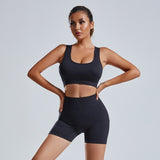 Conjunto de 2 piezas de Yoga, Top y short cortos para mujer, chándal para ejercicio sin costuras, ropa deportiva para gimnasio, mallas de cintura alta, trajes deportivos para Fitness