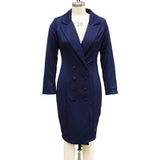 Conjunto Blazer Cruzado Moda Slim-fitting Solapa Envuelta En La Cadera Vestidos De Manga Larga Desplazamientos De Oficina Chaqueta Larga