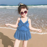 Traje de baño de una pieza para niña Traje de baño de una pieza de malla para niña