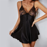 Lencería sexy Pijamas de babydoll con tirantes de seda para mujer de moda