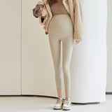 Leggings de soporte para el vientre de cintura alta con forro polar, pantalones gruesos informales de otoño e invierno, nuevos pantalones de maternidad
