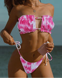 Traje de baño bikini cordón plisado triángulo