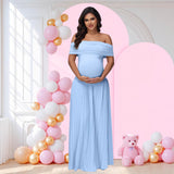 Vestido plisado con hombros descubiertos maternidad revelación estrapless