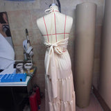 Vestido Sin Espalda Halter Suspender Falda Mujer Verano