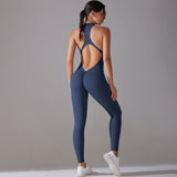 Mono liso con espalda descubierta Yoga, Fitness, correr, baile, mono ajustado, ropa deportiva fitness