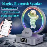 Altavoz compatible con Bluetooth de levitación magnética, Mini Radio RGB con astronauta para el hogar, caja de sonido TWS, Subwoofer Inalámbrico para exteriores, TF, AUX, USB