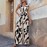 Mono de pierna ancha con cordones y cintura alta de moda para mujer