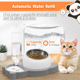 Comedero para perros y gatos, juego de cuencos inclinados para comida y agua para gatos, cuencos elevados de acero inoxidable para gatos con botella dispensadora automática de agua para gatos y perros pequeños, gatitos y cachorros