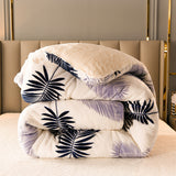 Edredón grueso de lana de cordero para invierno, franela cálida