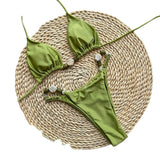 Traje de baño de mujer dos piezas de color liso