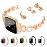 Smart watch con correa de metal de acero inoxidable y diamantes