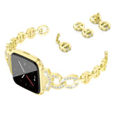 Smart watch con correa de metal de acero inoxidable y diamantes