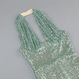 Vestido de noche con bola adelgazante y lentejuelas brillantes divididas