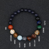 Nueva pulsera de cuentas de ocho planetas de moda, pulsera solar de chakra de yoga cósmico de piedra natural para hombres, joyería hecha a mano, pulsera de piedras naturales bohemias